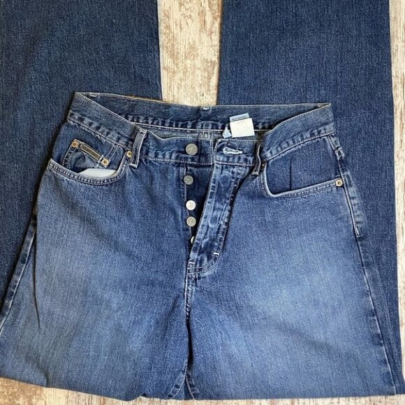 Vintage Calvin Klein Wide Leg Button Fly Jeans - Picture 4 of 11